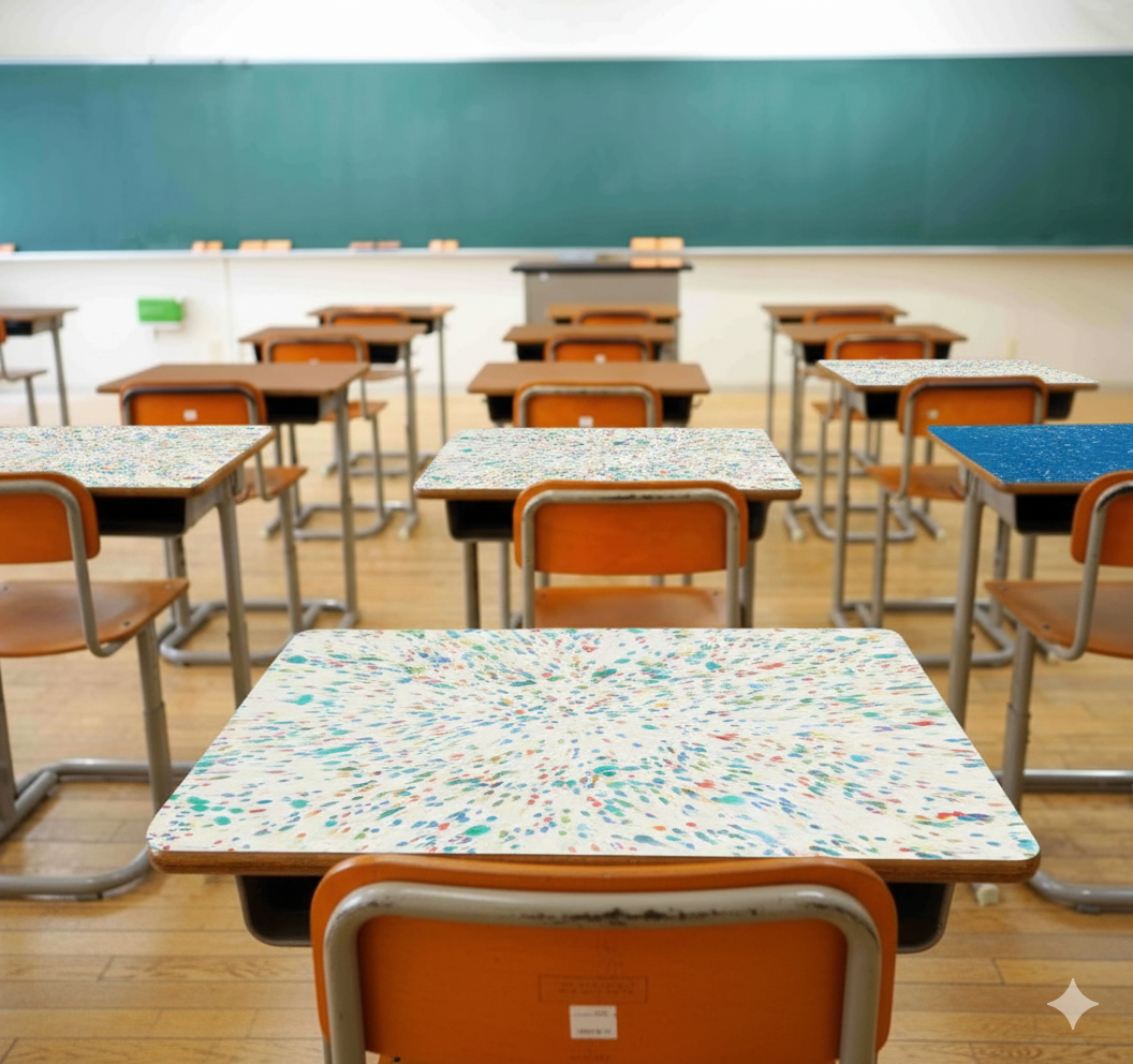 Modern classroom with recycled plastic furniture